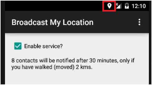 GPS sign shown in the system tray